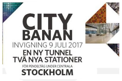 Pendeltåg i Stockholm rullar genom Citybanans tunnel